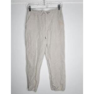 Cubavera Pants Mens Small Beige Linen Blend Drawstring Jogger Elastic Cuff